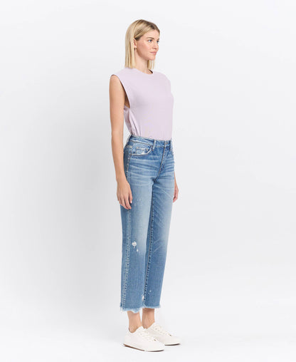 Victoria HIGH RISE FRAYED HEM STRAIGHT