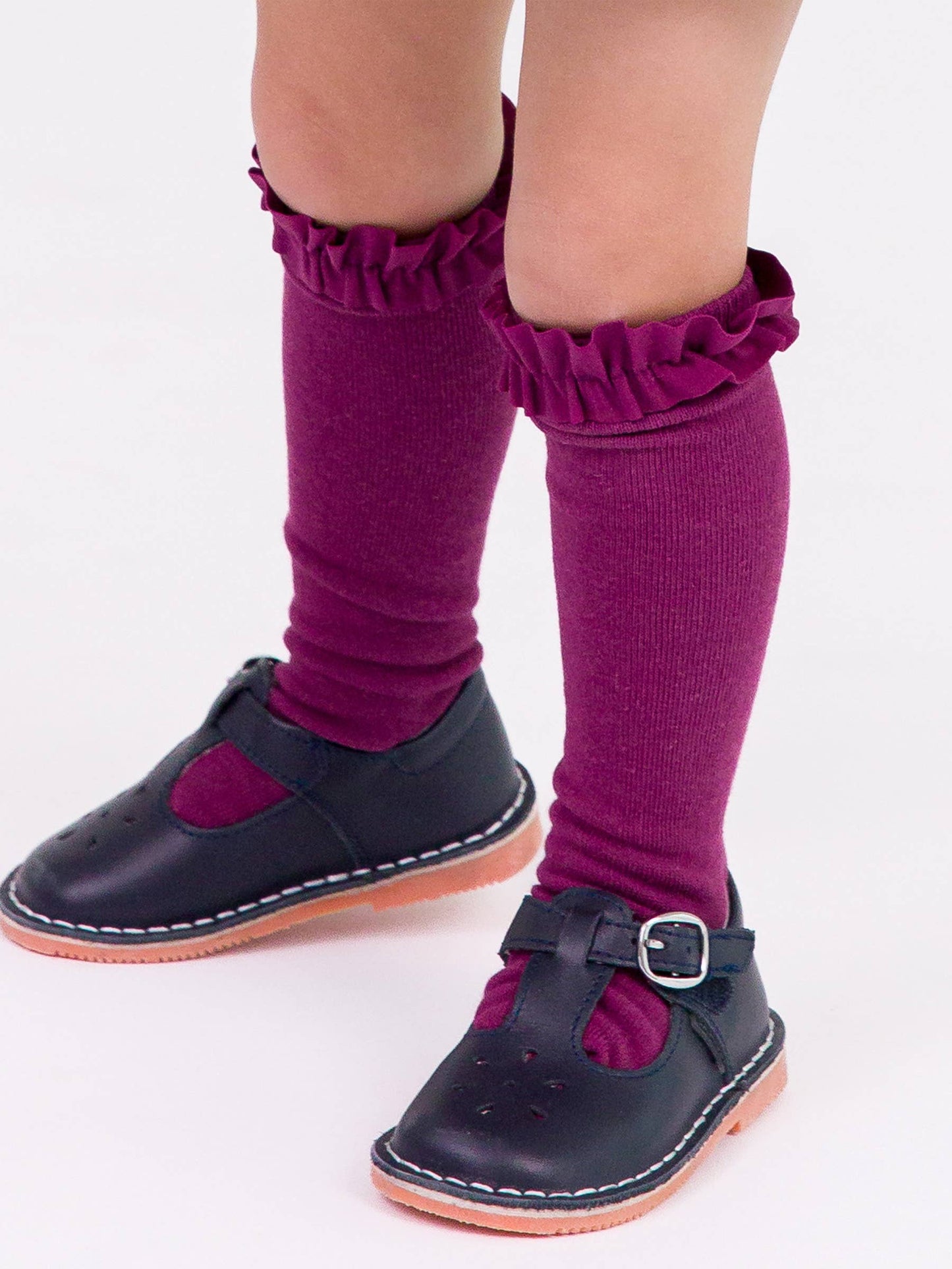 Olive, Navy, & Eggplant 3-Pack Knee High Ruffle Socks