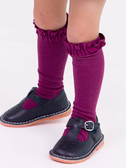 Olive, Navy, & Eggplant 3-Pack Knee High Ruffle Socks