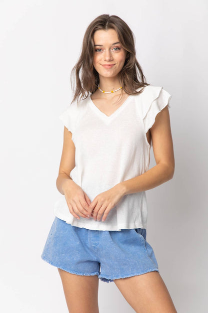 Hi-Waist Twill Shorts