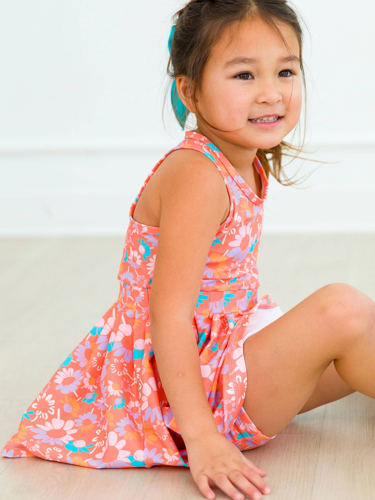 Coral Floral Active Dress & Bike Short Set