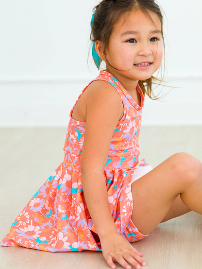 Coral Floral Active Dress & Bike Short Set