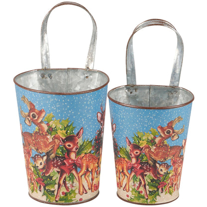 Retro Christmas Deer Wall Bucket