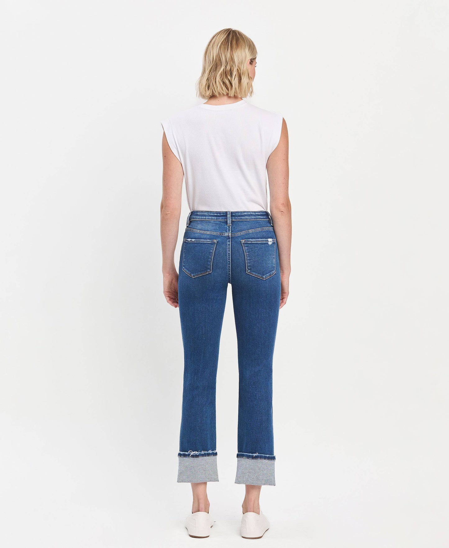 Jeanne HIGH RISE CUFF SLIM STRAIGHT JEANS