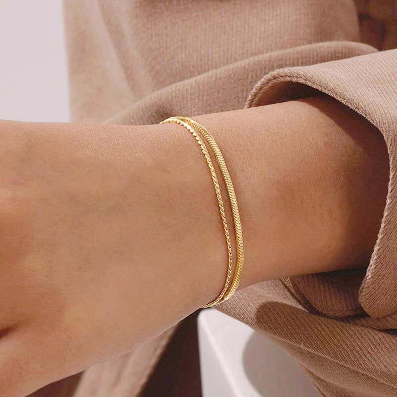 18K STAINLESS STEEL TARNISH FREE LAYERED BRACELET