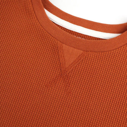 Rust Waffle Knit Crew Neck Shirt