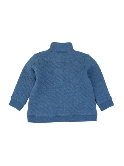 Heather Indigo Quilted Quarter Snap Sweatshirt