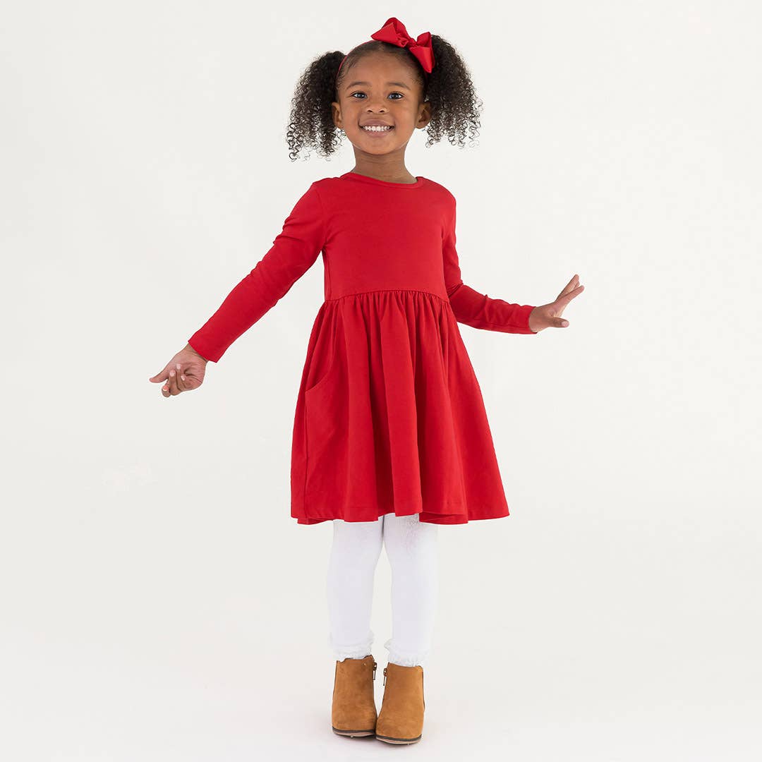 Red Knit Twirl Dress