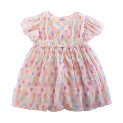 Dot Chiffon Pleat Dress