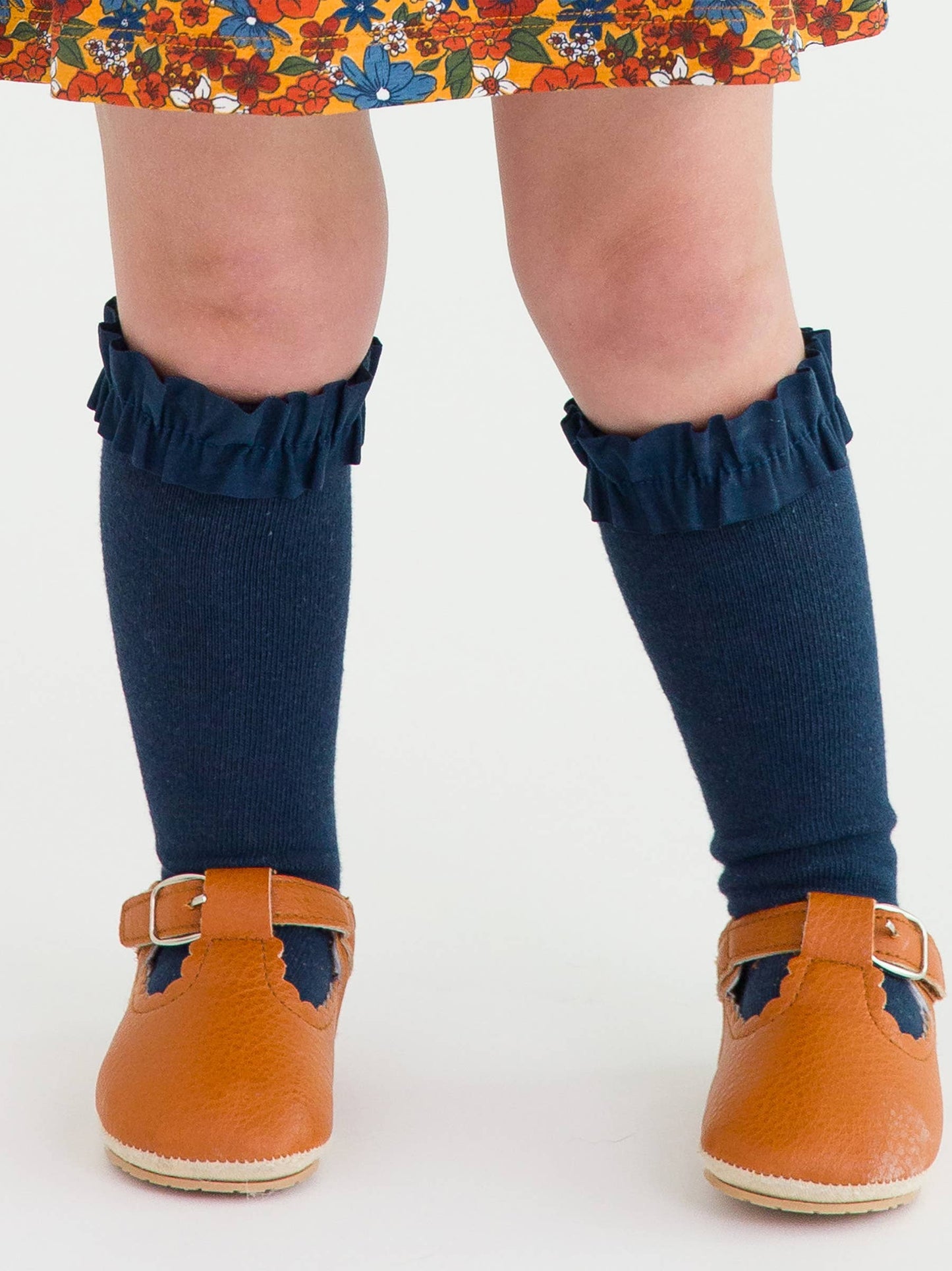 Olive, Navy, & Eggplant 3-Pack Knee High Ruffle Socks