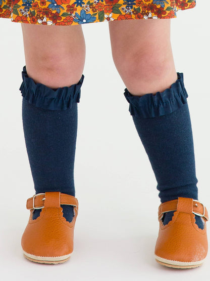 Olive, Navy, & Eggplant 3-Pack Knee High Ruffle Socks