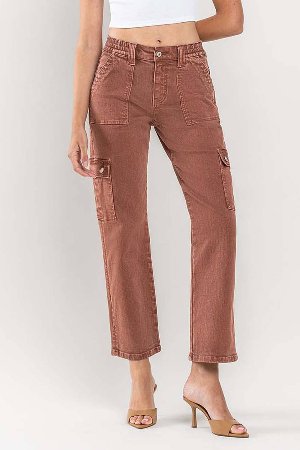Dixie HIGH RISE PATCH POCKET CARGO STRAIGHT JEANS