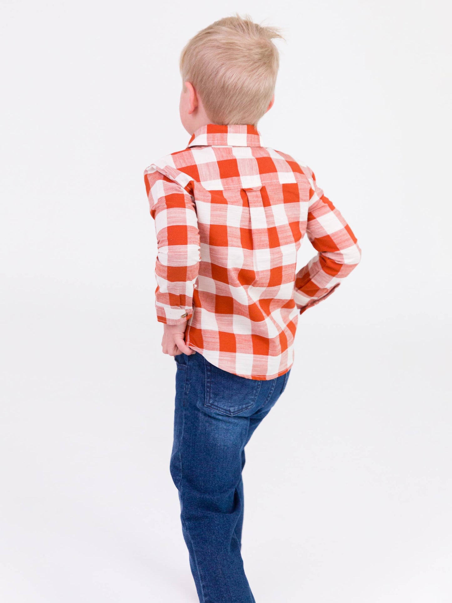 Rust Plaid Button Down Shirt