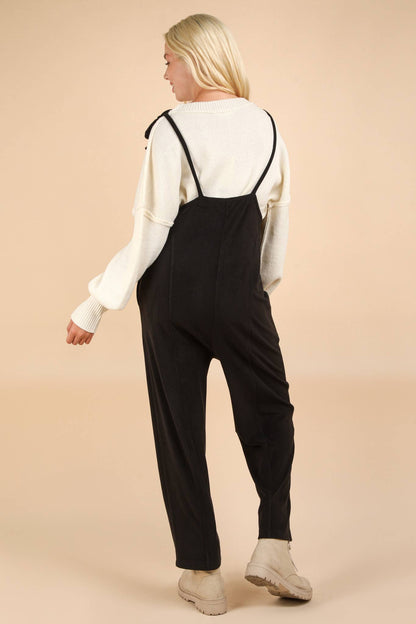 Fleece Baggy Backless Jumpsuit