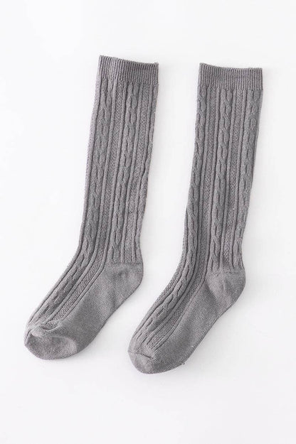 Gray knit knee high sock