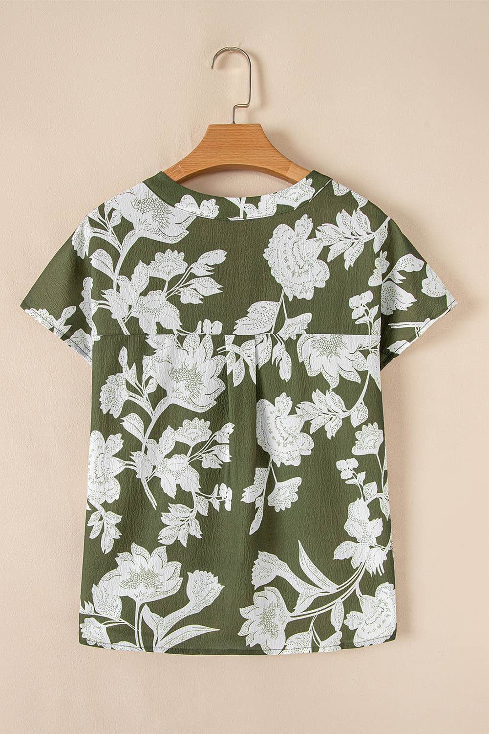 Floral V Neck Short Sleeve Blouse