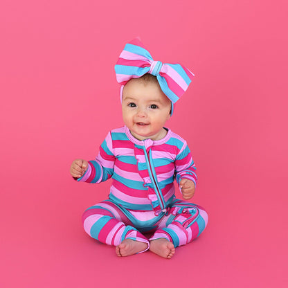 Maddie Stripe Ruffle Zip Bamboo Valentines Day