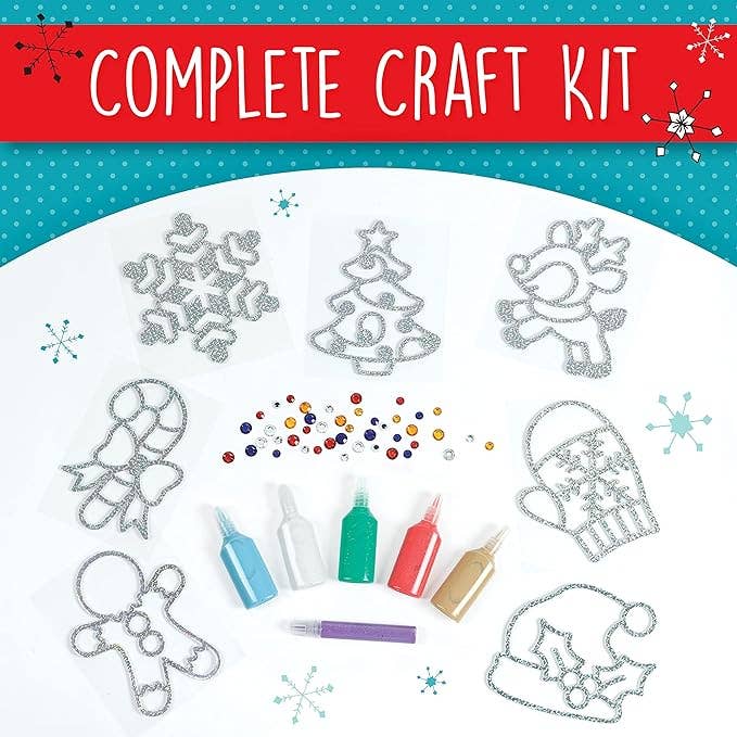 Holiday Easy Sparkle Window Art DIY Craft Kit for Kids