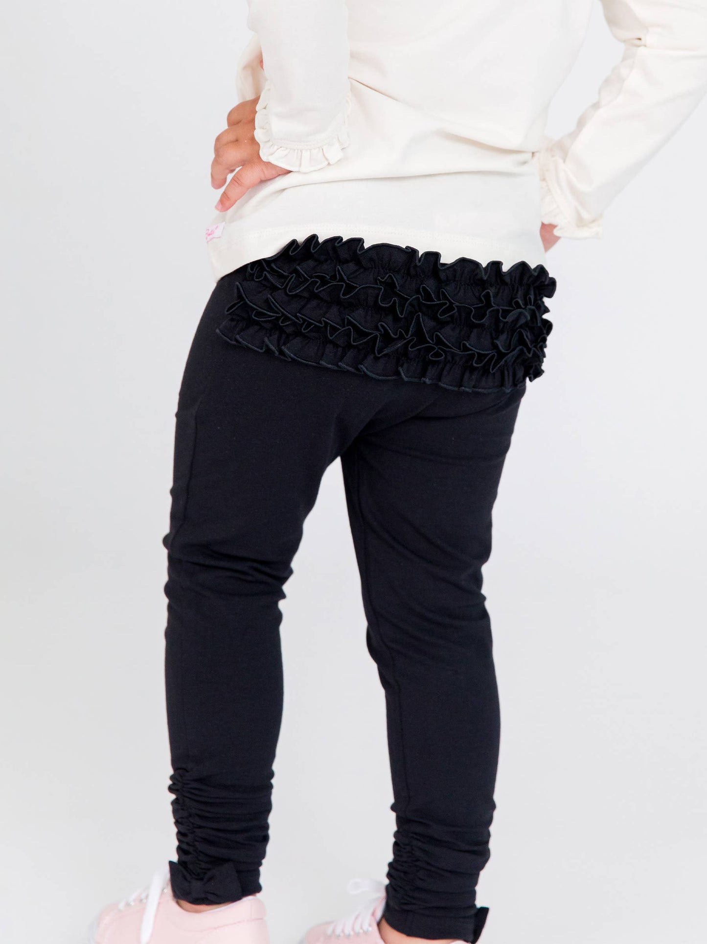 Black Ruched Bow Leggings