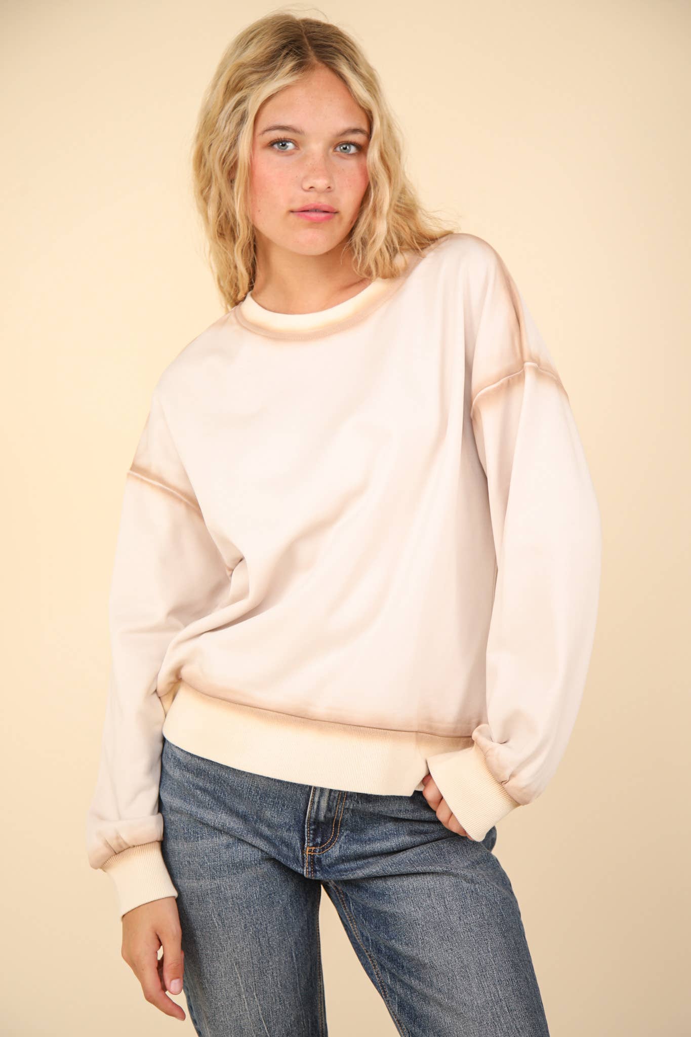 Contrast Spray Detail Oversized Sweat Shirt