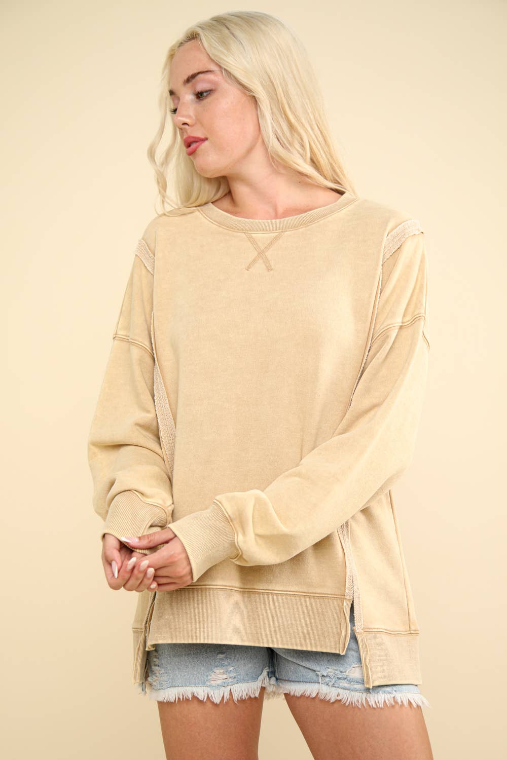 French Terry Oversized Knit Top