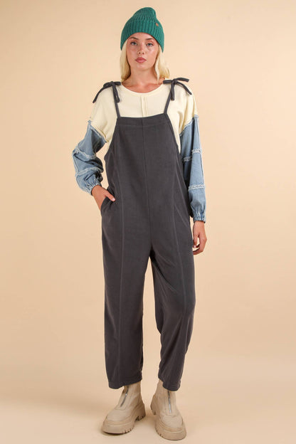 Fleece Baggy Backless Jumpsuit