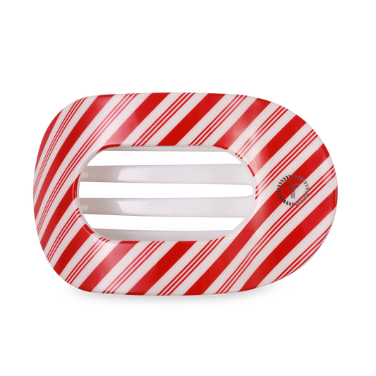 Flat Large Round Hair Clip | Candy Cane Crush