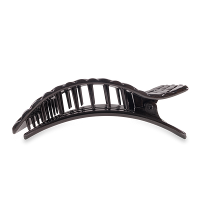 Large Flat Rectangle Hair Clip | Jet Black Quilted