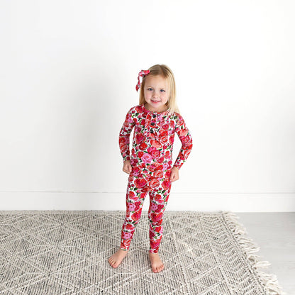 Rose Ruffle Two Piece Bamboo Toddler Outfit