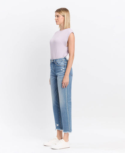 Victoria HIGH RISE FRAYED HEM STRAIGHT