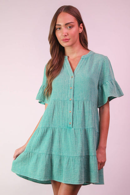 Bell Sleeve Woven Mini Dress