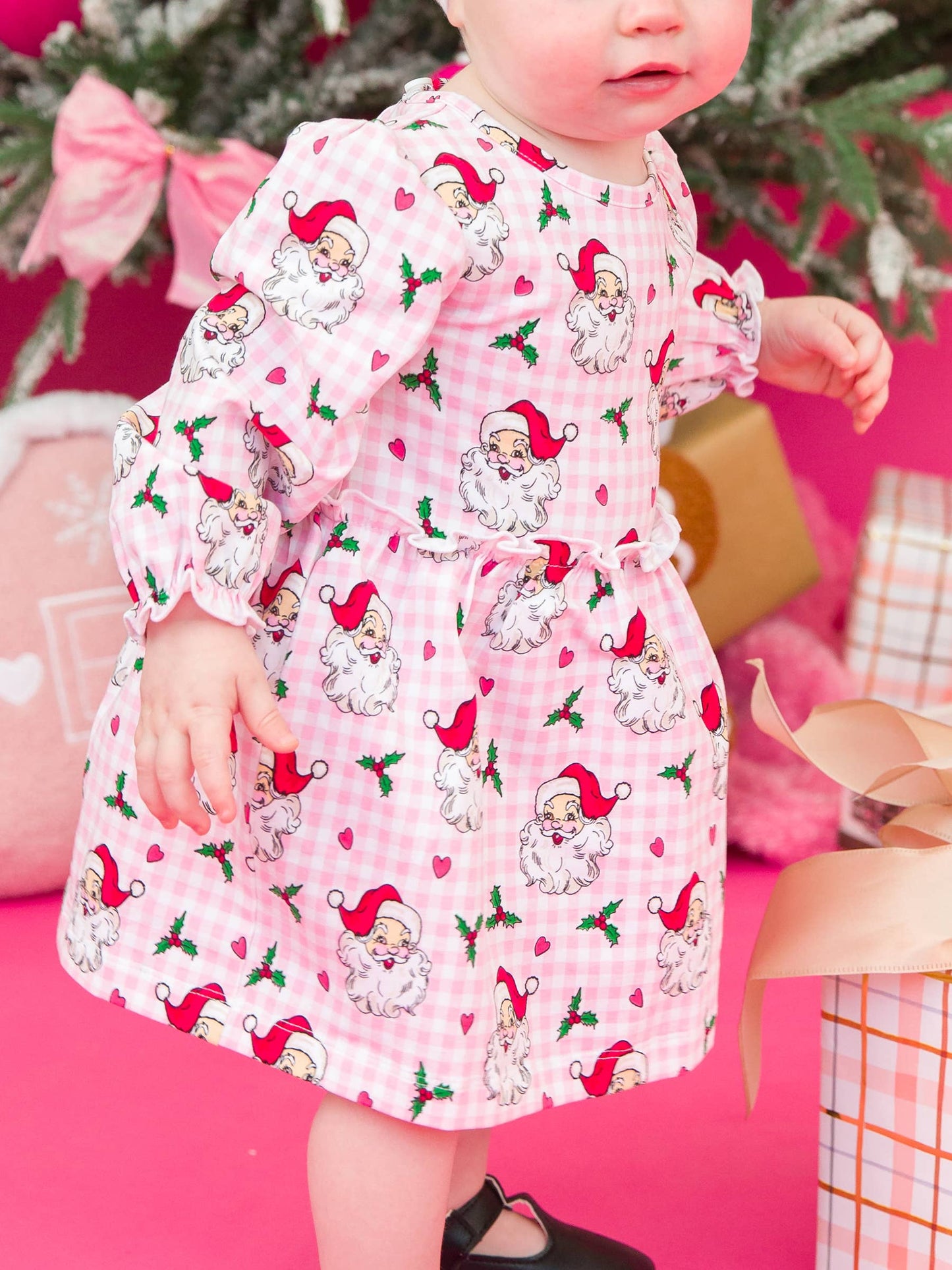 Dear Santa Knit Long Sleeve Skirted Romper