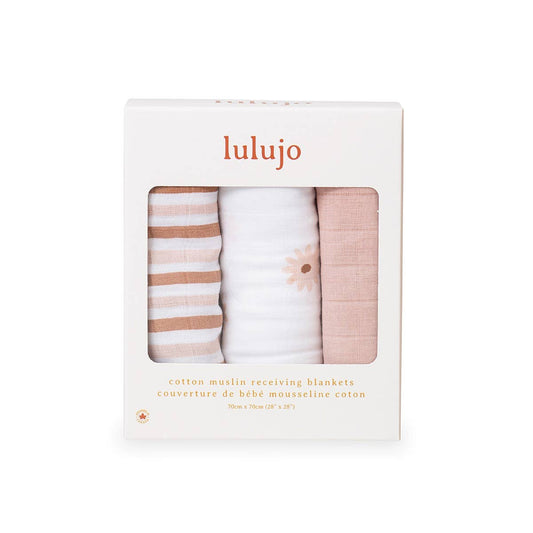 Daisies Muslin Receiving Blankets 3 pk