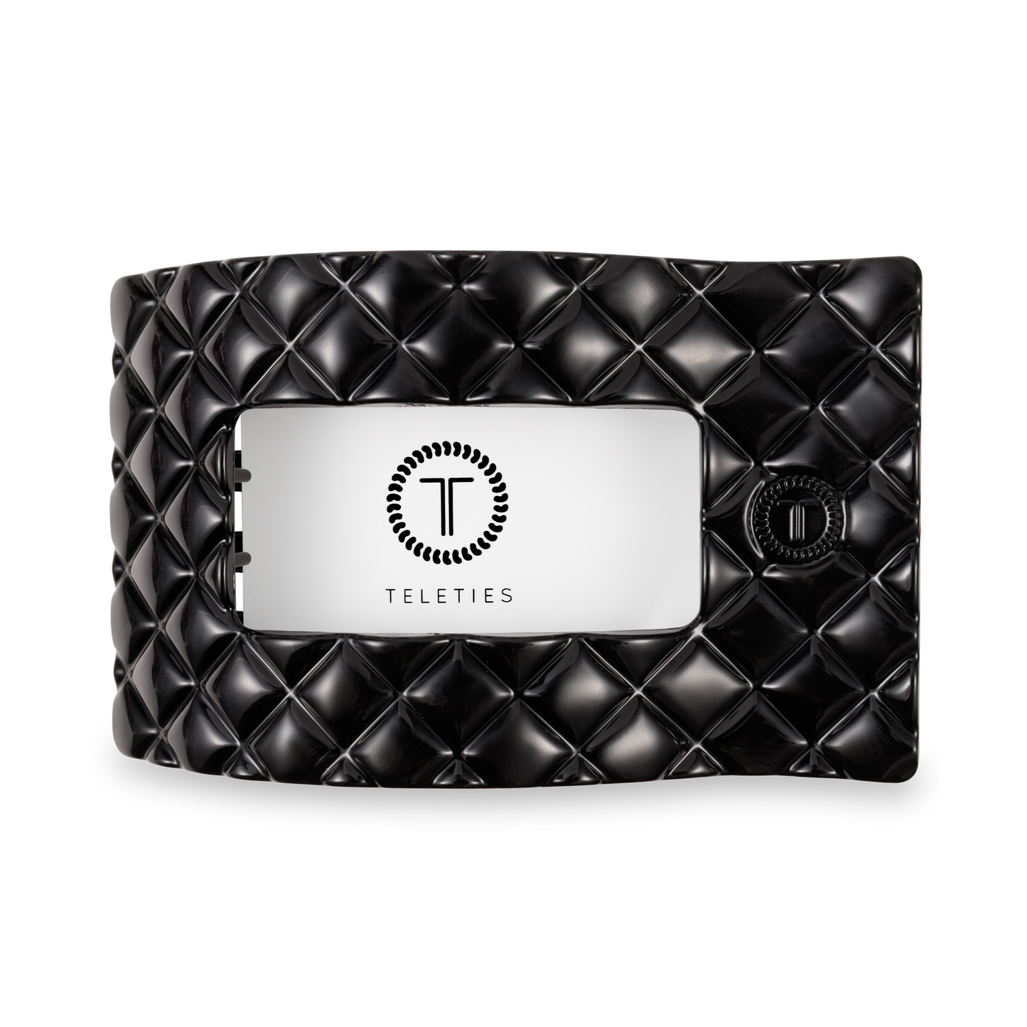 Large Flat Rectangle Hair Clip | Jet Black Quilted