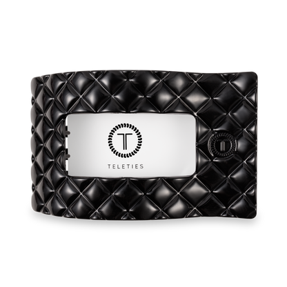 Large Flat Rectangle Hair Clip | Jet Black Quilted