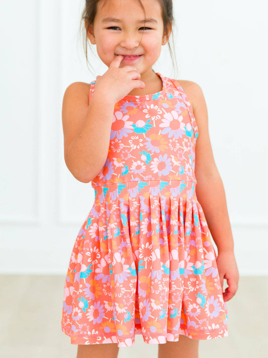 Coral Floral Active Dress & Bike Short Set