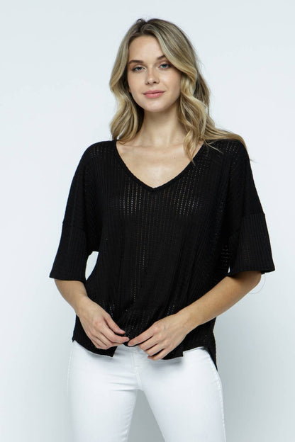 Comfy Waffle V-Neck