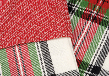 Cream Plaid Christmas Stocking