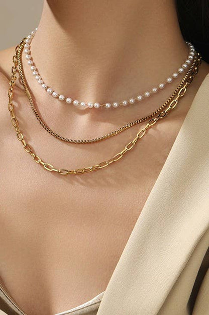 18K STAINLESS STEEL TARNISH FREE LAYERED NECKLACE