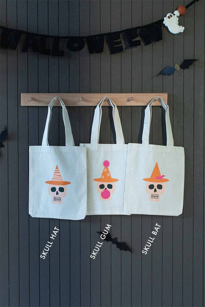 Halloween Kids Trick or Treat Tote Bag: Skull Hat