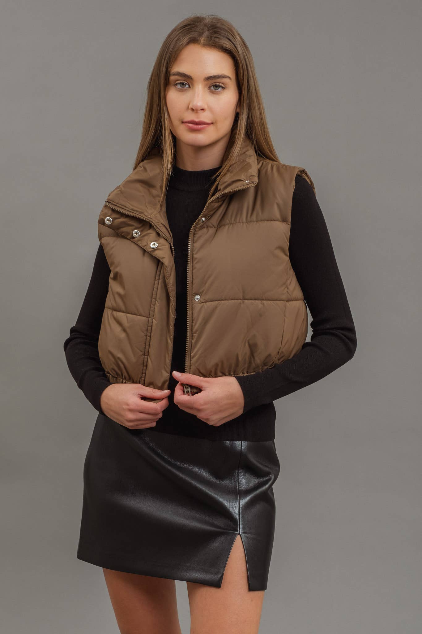 CROPPED ZIP UP PUFFER VEST