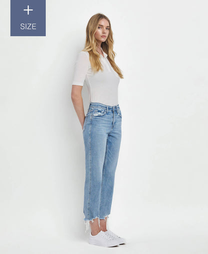 Fondly PLUS SIZE HIGH RISE REGULAR STRAIGHT JEANS T6478-P
