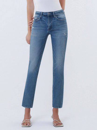 Mid Rise Slim Straight Jean