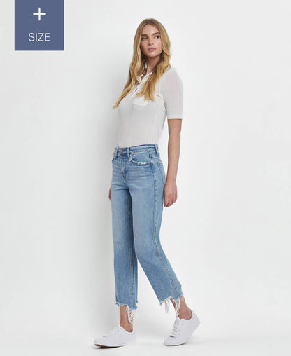 Fondly PLUS SIZE HIGH RISE REGULAR STRAIGHT JEANS T6478-P