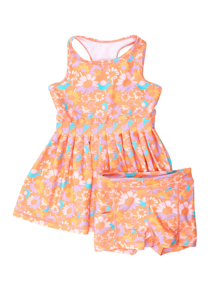 Coral Floral Active Dress & Bike Short Set