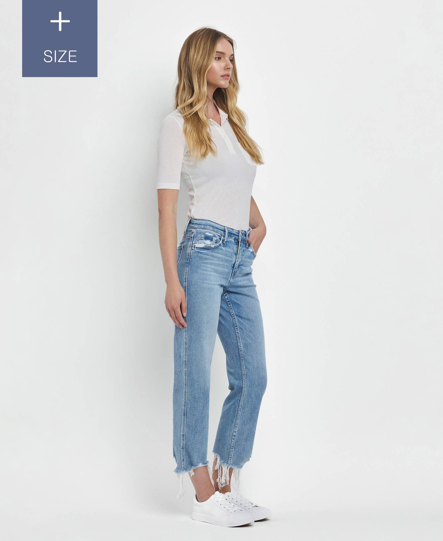Fondly PLUS SIZE HIGH RISE REGULAR STRAIGHT JEANS T6478-P