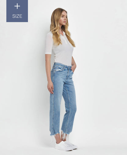 Fondly PLUS SIZE HIGH RISE REGULAR STRAIGHT JEANS T6478-P