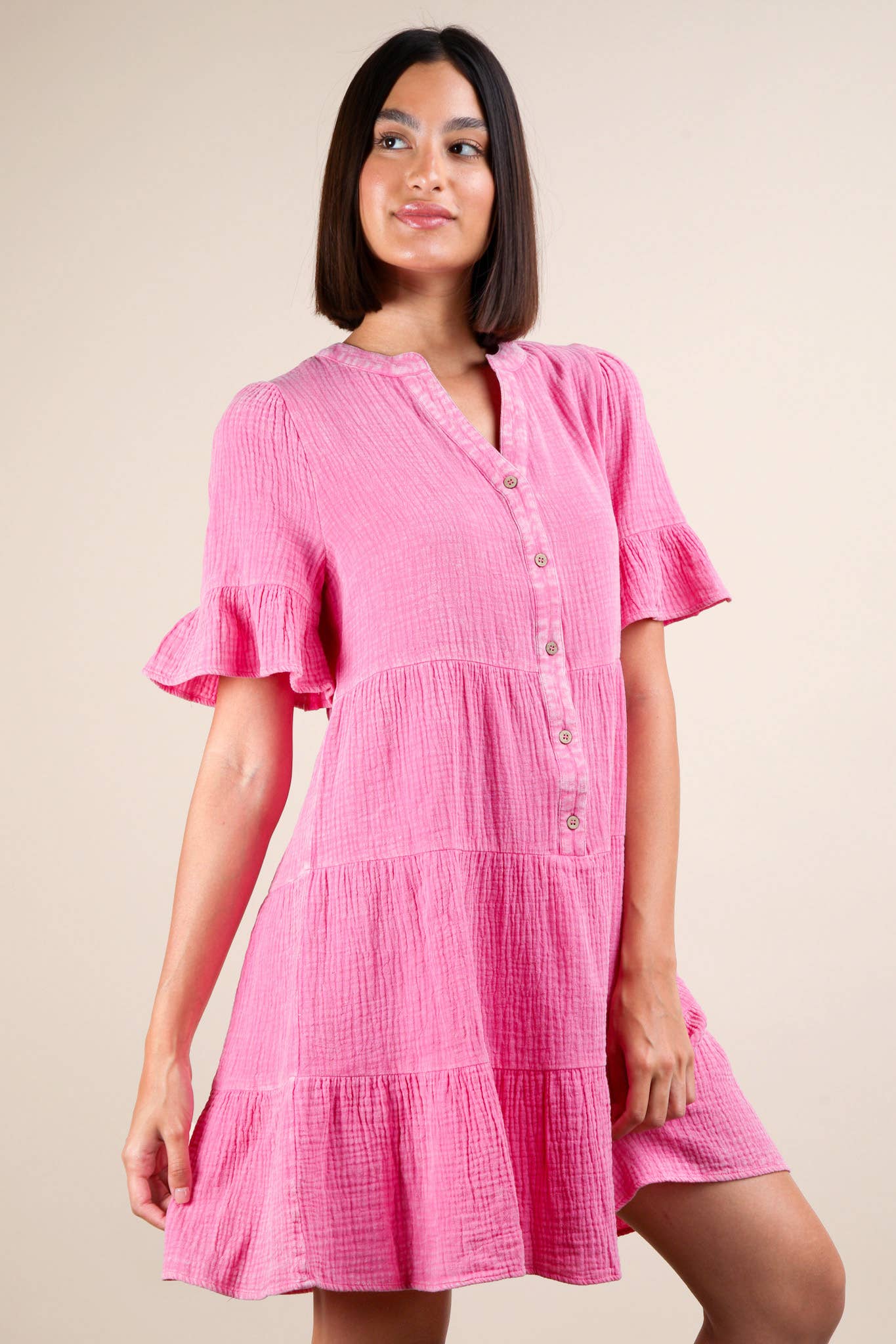 Bell Sleeve Woven Mini Dress