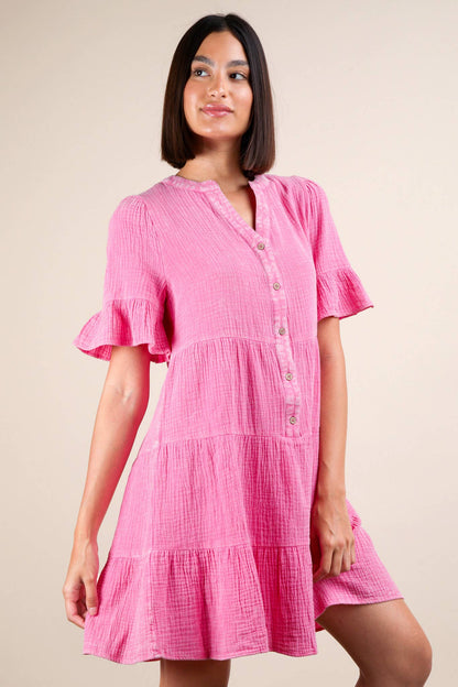 Bell Sleeve Woven Mini Dress