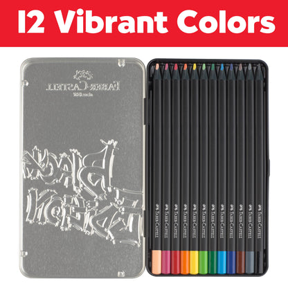 Super Soft Black Edition Colored Pencils, Gift Tin of 12